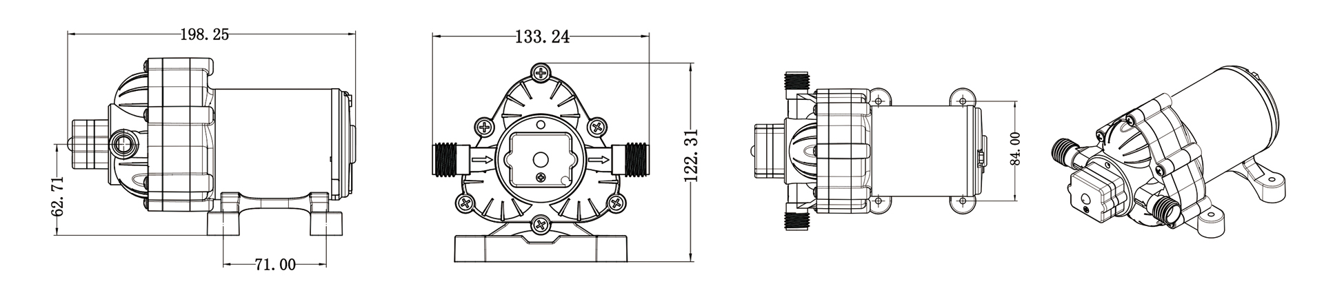 3 Chamber Diaphragm Pump Structure