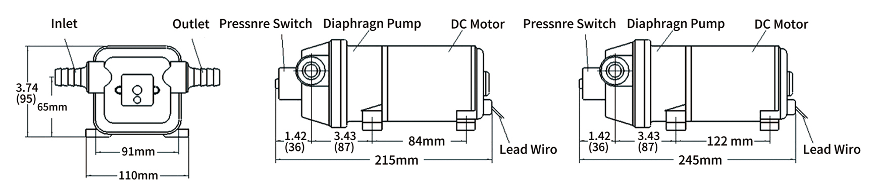 4 Chamber Ac Diaphragm Pump Structure