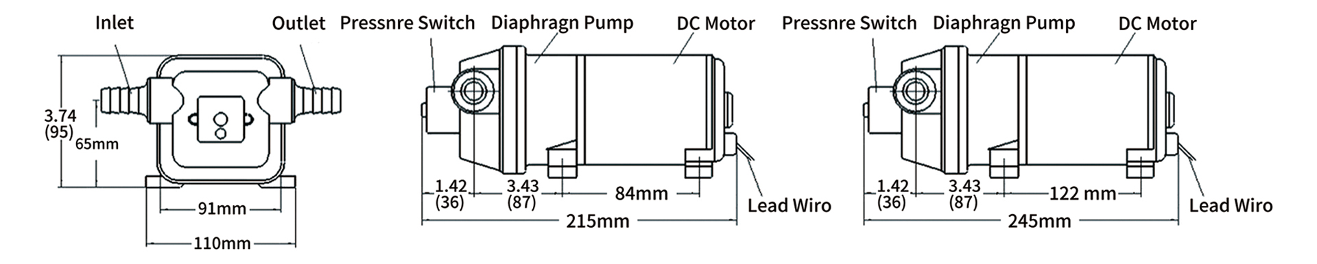 4 Chamber Dc Diaphragm Pump Structure